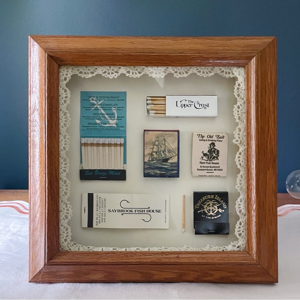 Coastal Nautical Themed Matchbook Collection: 8x8" Shadowbox